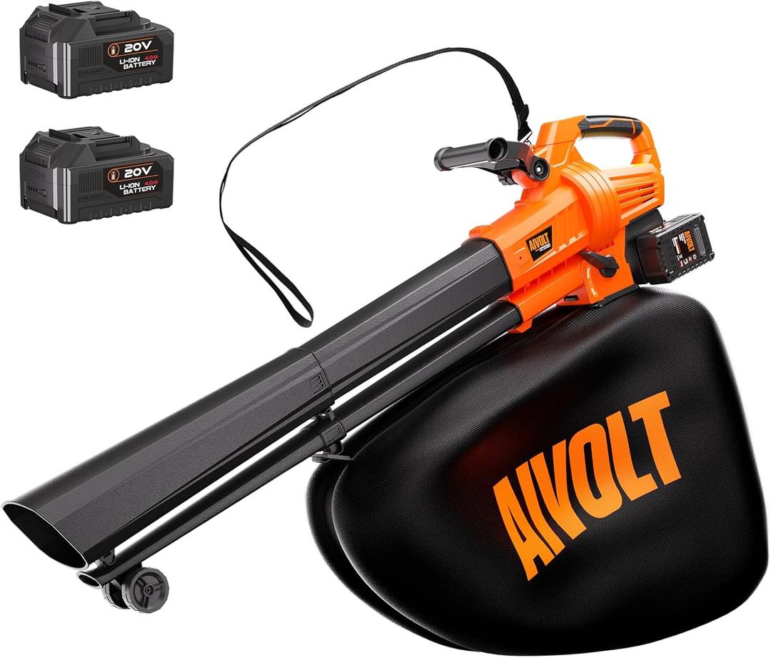 AIVOLT 40V Cordless Leaf Blower and Vacuum Mulcher Combo, Portable Leaf Vacuum Cordless with 40L Bag, Brushless Motor, 2 * 4.0Ah Batteries for Effortless Lawn Cleanup
