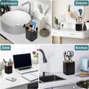 Boperzi Black Toothbrush Holders for Bathroom, Electric Toothbrush Holder with Bamboo Divider, Detachable Anti-Slip Toothbrush and Razor Holder Drainage for Shower, Toothbrush Organizer and Storage