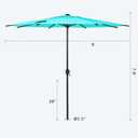 Abba Patio 9FT Lyon Outdoor Patio Umbrella Outdoor Table Umbrella with Push Button Tilt and Crank Market Umbrella 8 Sturdy Ribs UV Protection Waterproof for Garden Deck Backyard Pool, Turquoise