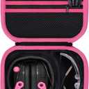 Storage Case Compatible with Walkers Razor Slim/Howard Leight Honeywell Impact Sport/PROHEAR 066 030 Electronic Shooting Earmuffs Hearing Protection Muffs (Black + Pink Case) (for Earmuff+ Glasses)