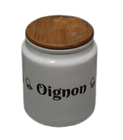 Large Ceramic Garlic Keeper for Counter, Garlic Holder Storage with Wooden Lid, 5.2 inch Garlic Saver to Keep Your Garlic Cloves Fresh Longer, Garlic Container, Garlic Jar for Kitchen, White