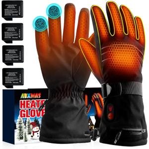 L Heated Gloves for Men Rechargeable with 4 7.4V 3200mAh Electric Batteries for Winter Sports