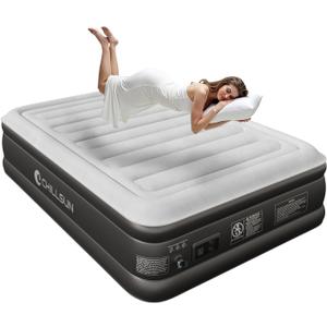 CHILLSUN 2026 Upgraded Air Mattress Full with Built in Pump, 18" Raised Comfort Blow up Mattress Inflatable Mattress Colchon Ineffable, Flocked Top Air Bed with Storage Bag for Home Camping & Guests