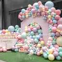 165 Pcs Pastel Balloon Garland Kit, Rainbow Pastel Color Balloon Arch, Colorful Candy Macaron Balloons Differents Size 18/12/10/5 Inch for Baby Shower Wedding Girl Princess Birthday Party Decoration