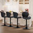 COLAMY Bar Stools Set of 4, Modern Swivel Bar Chairs, Adjustable Faux Leather Upholstered Barstools Counter Height with High Backrest for Bar, Kitchen Island, Dining Room, Black