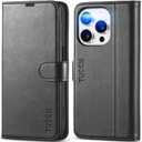 TUCCH Case Wallet for iPhone 15 Pro, RFID Blocking [4 Card Holder] Kickstand [Shockproof TPU Inner Shell] PU Leather Magnetic Protective Flip Cover 6.1" 2023, Black