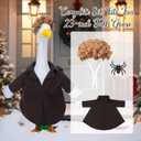 Aliceset Christmas Home Bandits Porch Goose Outfit Set Funny Movie Porch Goose Costume Include Coat Brown Afro Wig and Spider for 23'' Statue Patio Garden Decoration