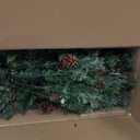 National Tree Company Pre-lit Artificial Christmas Tree | Includes Pre-strung White Lights and Stand | Flocked with Cones, Red Berries and Snowflakes | Wintry Pine Slim - 7.5 ft