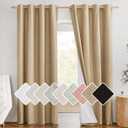 NICETOWN 100% Absolutely Blackout Linen Curtains with Thermal Insulated White Liner, Camel, W52 x L90, 2 Panels, Textured Linen Look Noise Reducing Window Treatments Drapes for Bedroom/Living Room