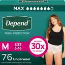 Depend Fresh Protection Adult Diapers, Incontinence Underwear for Women, Disposable, Maximum, Medium, Blush, 76 Count (2 Packs of 38)