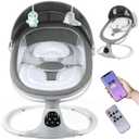 Electric Baby Swing for Infants to Toddler, Portable Swing Baby Rocker with 5 Point Harness, 5 Sway Speed, Bluetooth,12 Preset Lullabies with Remote Control, Infant Swing for Baby Boys & Girls, Grey