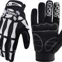 Azarxis Skeleton Gloves Adjustable Lightweight Racing Skull Sports Work Bone Gloves Anti-Slip Breathable for Men & Women Motorcycle, Cycling, Biking, Workout (Large, #2 White - Reflective - Skeleton Pattern)