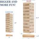 Megwoz Giant Tumble Tower Games for Kids and Adults 57 Blocks New Zealand Pine Wooden Blocks Stacking to Over 4.2FT Family Game for Indoors Outdoors Yard Games for Family