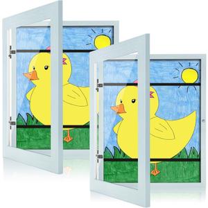 [2-Pack] Kids Art Frames, 8.5x11 Front Opening Kids Artwork Frames Changeable, Light Green Artwork Display Storage Frame for Wall, Holds 50 Pcs, for 3D Picture, Crafts, Children Drawing, Hanging Art,