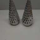 SHMILMH Silver Mercury Glass Christmas Tree, Small Tabletop Christmas Tree with Light, Battery Operated Mini Xmas Tree for Fireplace Bathroom Decor 10", Set of 2