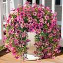 2 x Artificial Flowers for Outdoors Faux Hanging Plants Spring Summer Decoration, 2 Pcs Fake Silk Floral Realistic Outside Flowers UV Resistant No Fade for Planter Pot Porch Patio Window Yard Decor