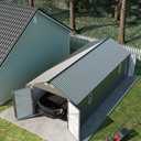 Garvee 12x25 ft Enclosed Metal Car Port, Oversized Carport with Vertical Steel Roof for All-Weather Use, Metal Garage Shed with Man Door for Full-Sized Pickup Trucks & SUV, Gray