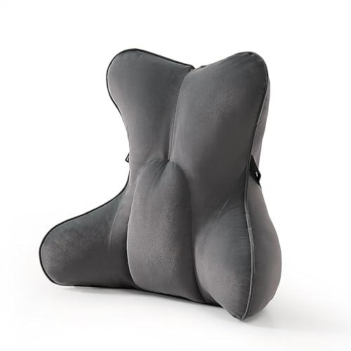 Ailuteie Lumbar Support Pillow (Pat. Pend) for Office Chair, Couch, Recliner & Car Seat, Ergonomic Back Support for Lower Back Comfort, with Adjustable Strap to Stay in Place, Steel Gray