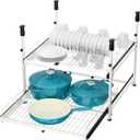 Hisencn Expandable 2-Tier Pull Out Cabinet Organizer, 13"-21" Wide Slide-Out Drawers (White)