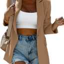 KIRUNDO Women's Blazer 2026 Spring Fall Business Casual Oversized Long Sleeve Button Open Front Suit Jackets Work Clothes (Small, Khaki)