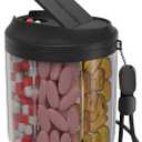 Pill Dispenser with 7 Large Compartments, Pill Bottle Organizer for Travel, Supplement Organizer with Anti-Mixing Design, BPA-Free Pill Container with 20 Pcs Labels, Black