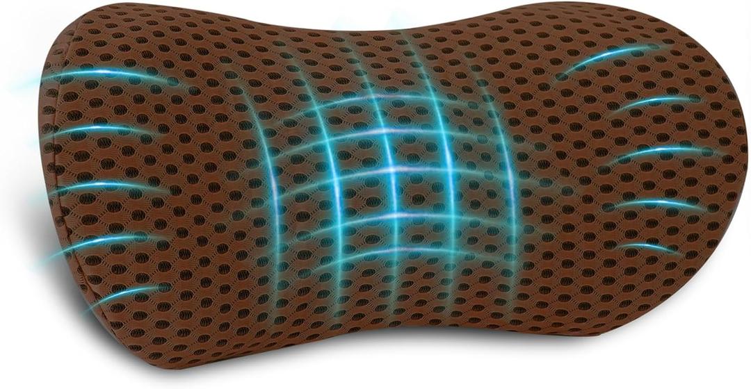 Lumbar Pillow, Memory Foam Lumbar Support Pillow for Office Chair and Car Seat, Ergonomic Streamline Back Pillow for Lower Back Pain Relief, Back Support Pillow for Sitting, Driving, Traveling (Light Coffee)