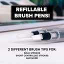 GenCrafts Watercolor Paint Palette 48 Premium Colors with Paper Pad - 2 Refillable Brush Pens - 15 Sheets of Water Color Paper