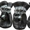 Leconpet Dog Shoes Waterproof Dog Boots for Small Medium Large Dogs with Soft Anti-Slip Sole, Suitable for Rainy Weather Outdoor Walking, Adjustable Elastic Straps, Reflective at Night (Black, 1)