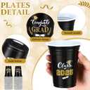 100 Pcs Graduation Cups Class of 2025 Party Plastic Cups 12 oz Graduation Decorations Congrats Grad Disposable Tableware Hot Cold Drinks for School Supplies Festive Celebration(Black)