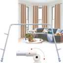 Bay Window Curtain Rods, 36-160" Heavy Duty Corner Curtain Rod, Adjustable DIY Design for Center and Side Rods,U-Shape 1 inch Drapery Rod Set with Brackets for Windows - White