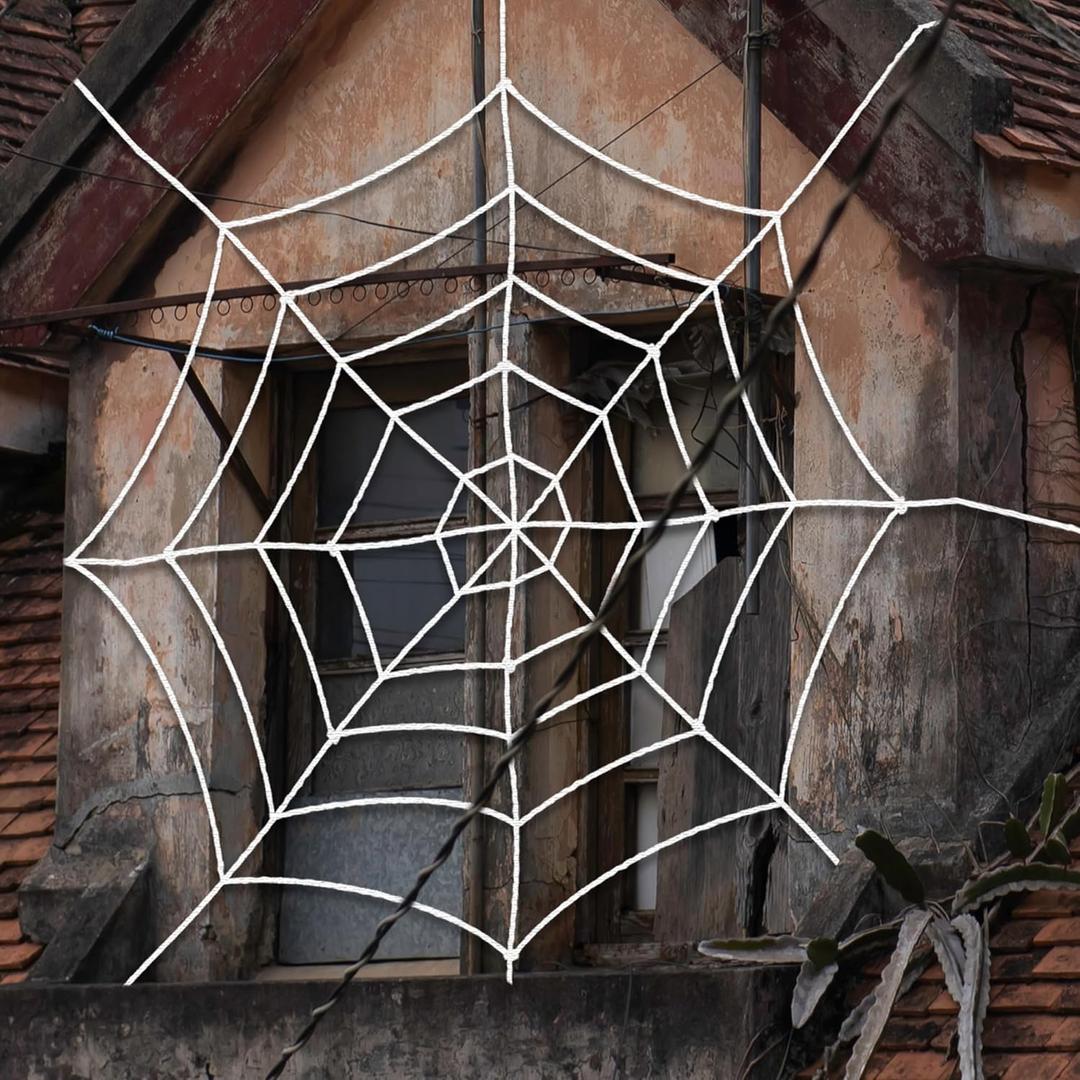 KatchOn, Spider Web Halloween Decorations - 8Ft, Rope | Halloween Decorations Outdoor, Indoor | Spider Web Decoration for Outdoor | Summerween Party