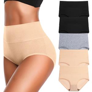 JojoQueen Womens High Waisted Underwear Postpartum Cotton Panties Comfy Breathable Full Coverage Ladies Briefs S