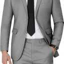 WEEN CHARM Men's Suits Slim Fit 2 Piece Two Button Blazer Wedding Prom Tuxedo Single Breasted Jacket Pants Set (XX-Large, Light Grey)