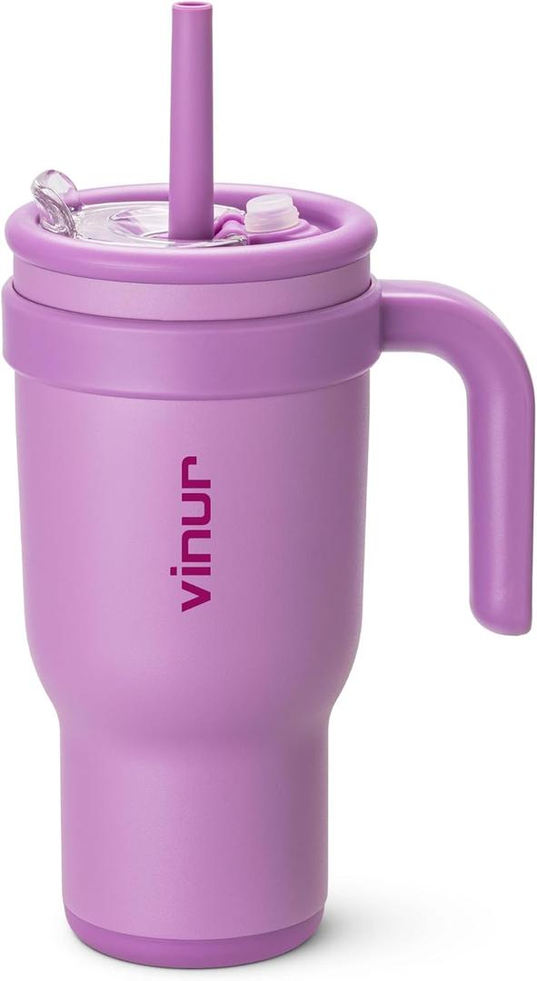 VINUR Insulated Tumbler with Handle-30 oz Stainless Steel Coffee Travel Mug with Leak Proof Straw Lid| Water Cup for Travel|Cup Holder Friendly|Gifts for Women, Lilac Purple VINUR Insulated Tumbler with Handle-30 oz Stainless Steel Coffee Travel Mug with Leak Proof Straw Lid| Water Cup for Travel|Cup Holder Friendly|Gifts for Women, Lilac Purple