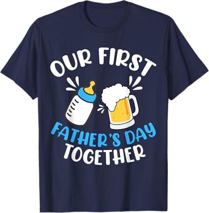 Men Our First Father's Day Together Baby Bottle Dad Daddy T-Shirt (Black, Medium)