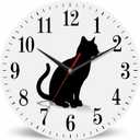 Mxocom Cat Silhouette Wall Clock Pet Animal Kitten Standing Black Outline 10 Inch Silent Non Ticking Battery Operated Clock Vintage Round Clock for Living Room Bedroom Bathroom Office Decor