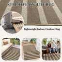 Lahome Elance Striped Easy Jute Rug, 3x5 Outdoor Patio Porch Rug Washable Rugs for Entryway, Indoor Outdoor Living Room Carpets, Farmhouse Neutral Non Slip Carpet for Backyard Bedroom RV, Khaki
