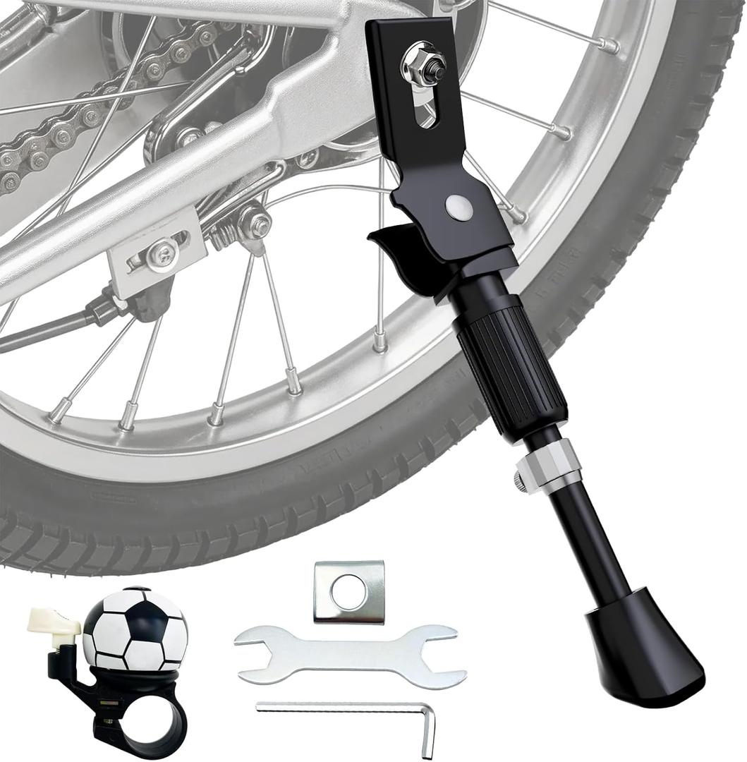 Kickstand for Kids Bike,Upgraded Adjustable Kids Bike Kickstand for 14 16 18 20 22 Inch Kids Bike,Aluminum Alloy Easy Install Universal Rear Kids Bicycle Kick Stand. (black)