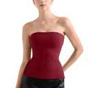 SUUKSESS Women Double Lined Going Out Trendy Tube Tops Side Split Sexy Strapless Tank Tops (Wine,XS)