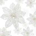 WILLBOND 36 Pieces Christmas Poinsettia Flowers Artificial Ornaments Glitter Christmas Decorations Tree Wedding New Year (White)