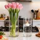 2 Pack Acrylic Cylinder Vases, Non-breakable Vase for Centerpieces, 8,14 inch Tall Clear Flower Vase Bulk Floating Candle Holder for Wedding Table Home Decor