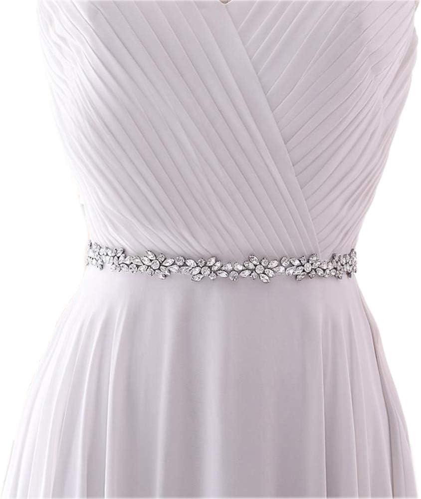 HONGMEI Wedding Belt for Bride, Thin Crystal Rhinestone Bridal Belt, Adjustable Waist Cincher for Women Dress (25-40 Inch)