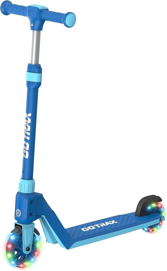 Gotrax K03 Kick Scooter for Kids, 5" LED RGB Lighted Wheels, 4.6 Lbs Lightweight and One-Click Detachable Design, Height Adjustable Handlebars, Anti-Slip Deck and Max Load 110 Lbs for Boy&Girl Age 3+Blue 