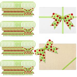 Zeyune 60 Pcs Christmas Elastic Bows 4 Inch Assorted Premade Craft Bows Soft Stretch Loops with Ribbon Knots for Christmas Gift Wrapping Party Boxes Decoration Holiday Supplies Crafts(Round Dot)