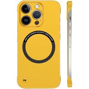 Frameless Magnetic Series Designed for iPhone 16 Pro Case[Compatible with MagSafe] Borderless Ultra Thin Slim Fit,Lightweight Minimalist Hard PC Yet Protective Shockproof Cover,Yellow