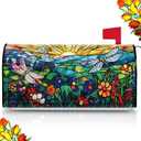 Tiamon Mailbox Covers Magnetic Welcome Letter Box Wrap Standard Size 21x18 Inch Spring Leaves Mailbox Decor Summer Post Letter Box Decoration for Outdoor Garden Yard(Dragonfly)