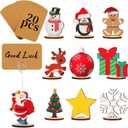 20 Pcs Christmas Wood Place Card Holders Stand Display and 20 Kraft Place Cards Santa Snowman Elk Number Name Photo Picture Clip Holder for Xmas Party Table Decoration(Christmas)