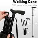 Foldable Walking Cane for Men & Women, Lightweight Aluminum Adjustable Cane with Ergonomic Handle, Non-Slip Rubber Base, Walking Sticks for Seniors Balance,Collapsible Cane for Assistance Travel
