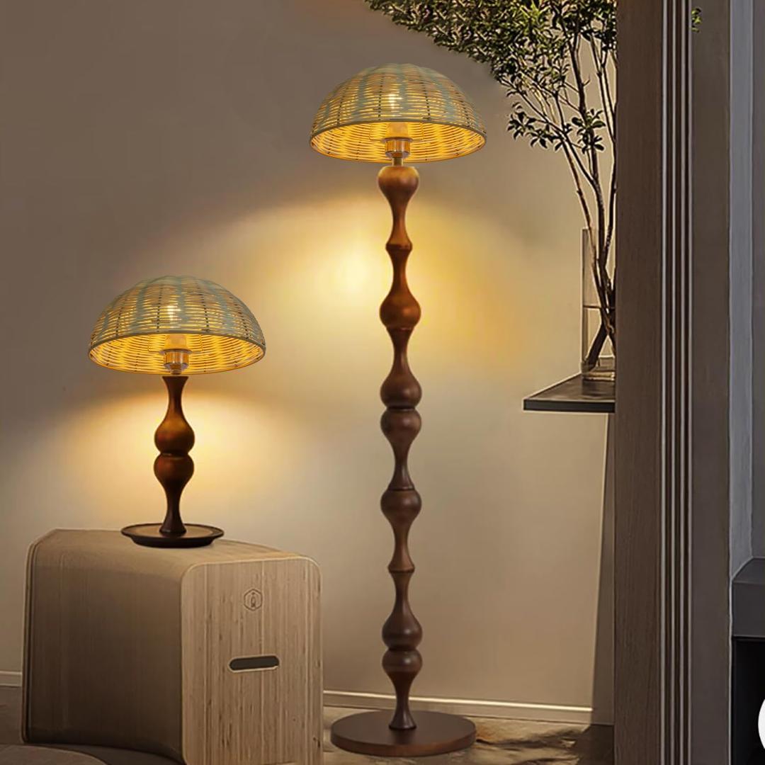 2 Pack Table Lamp Boho Style Lamp Shade 2 Set,Handmade Natural Woven Floor Lamp Lights Shades Replacement -Rustic DIY Shade