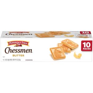 Pepperidge Farm Chessmen Butter Cookies, 0.9 Oz Snack Pack, 10 Pk (EXP 09/13/26)